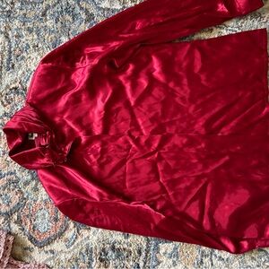 Leslie Fay Vibrant Red Satin Blouse